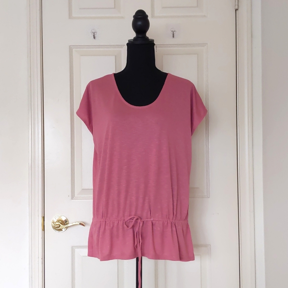 NWOT. The Limited Rayon Blended Drop Shoulder Loose Fit Bottom Tie Coral Blouse.